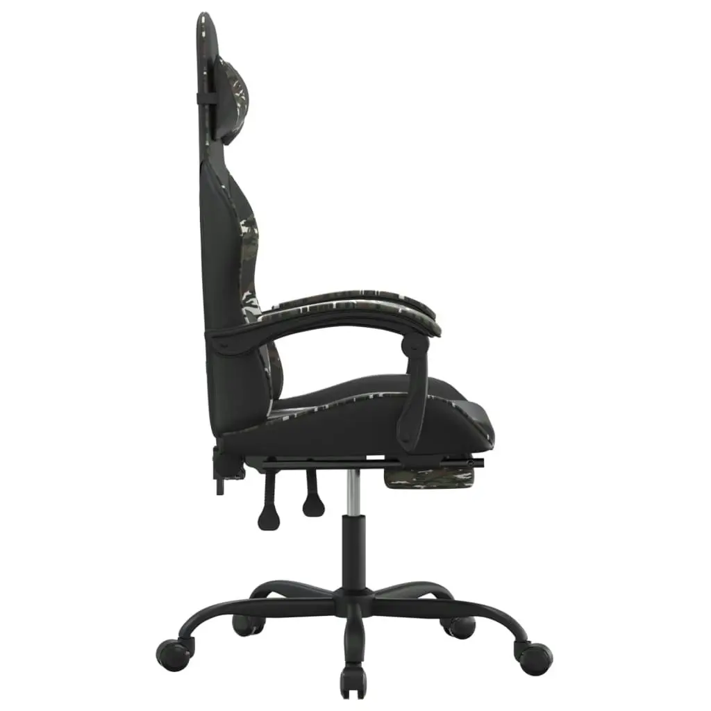 Swivel Gaming Chair with Footrest Black&Camouflage Faux Leather 349566