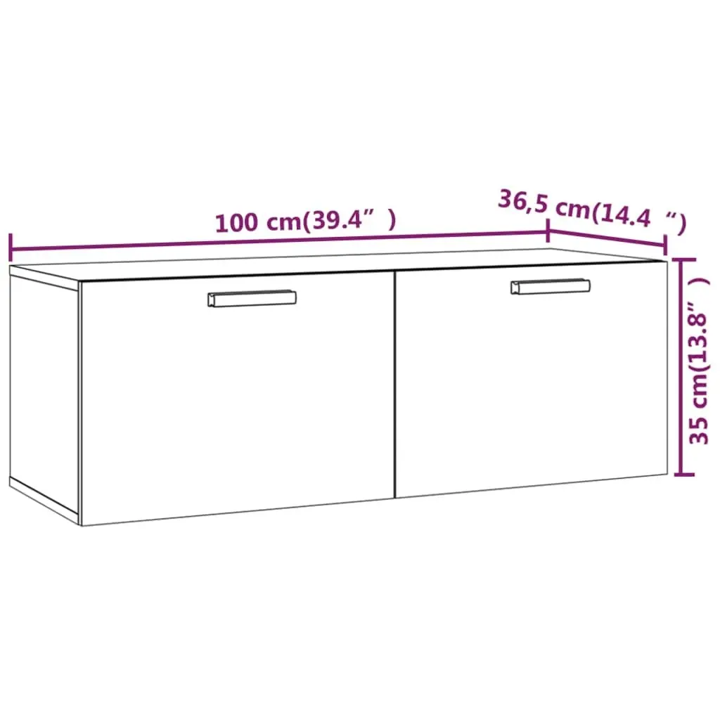 Wall Cabinet High Gloss White 100x36.5x35 cm Engineered Wood 812948