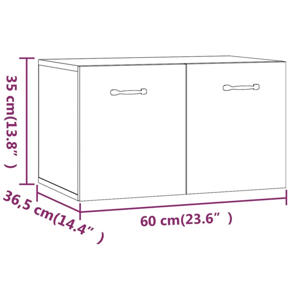 Wall Cabinet High Gloss White 60x 36.5x35 cm Engineered Wood 812921