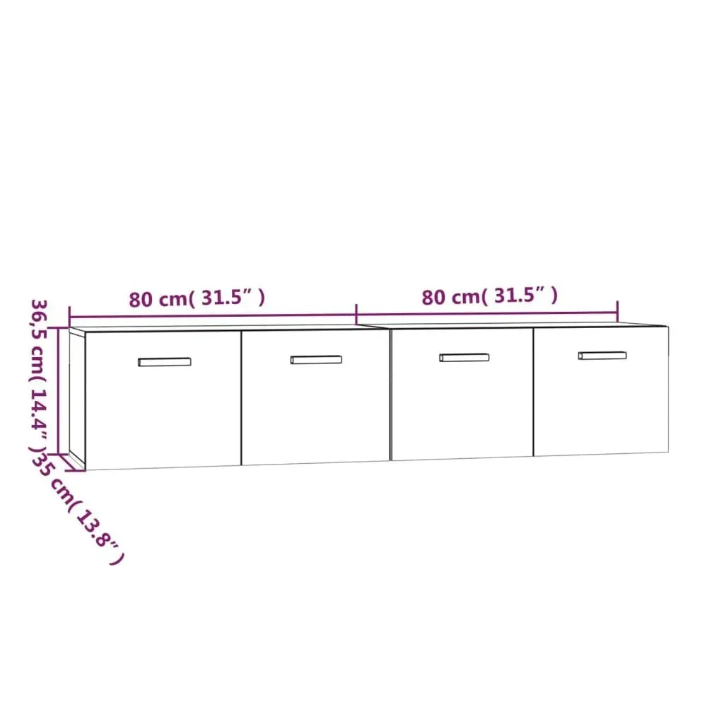 Wall Cabinets 2 pcs High Gloss White 80x35x36.5 cm Engineered Wood 3115648