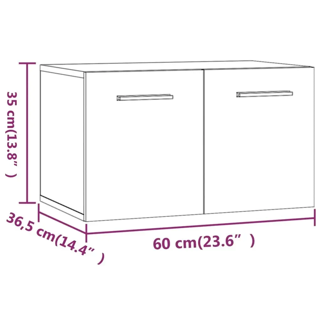 Wall Cabinet High Gloss White 60x36.5x35 cm Engineered Wood 812912