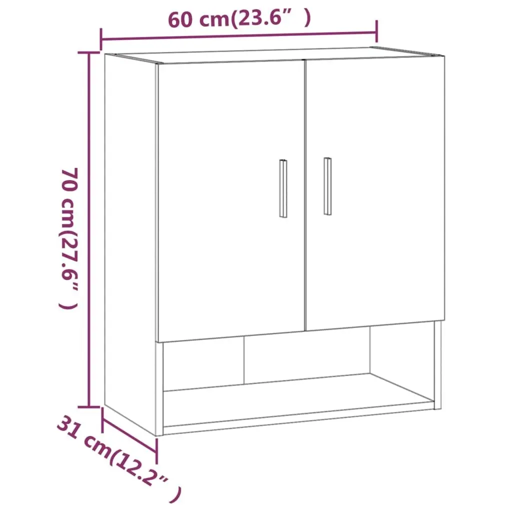 Wall Cabinet Smoked Oak 60x31x70 cm Engineered Wood 817585