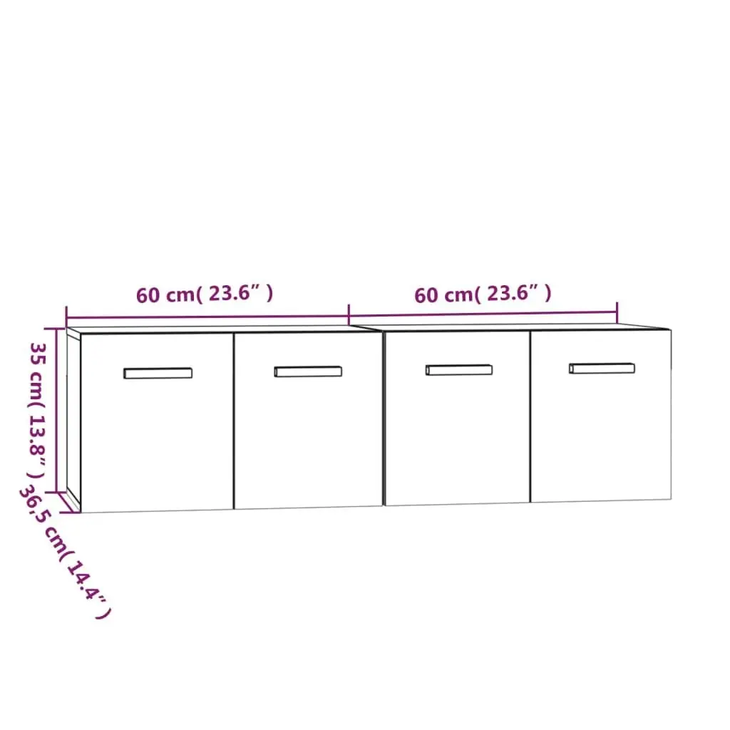 Wall Cabinets 2 pcs Smoked Oak 60x36.5x35 cm Engineered Wood 3115633