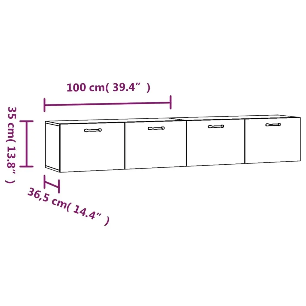 Wall Cabinets 2 pcs White 100x36.5x35 cm Engineered Wood 3115668