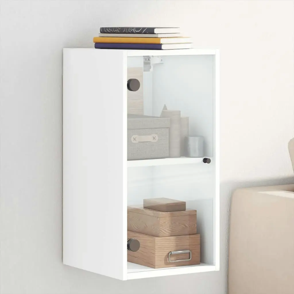 Wall Cabinet with Glass Doors White 35x37x68.5 cm 836476