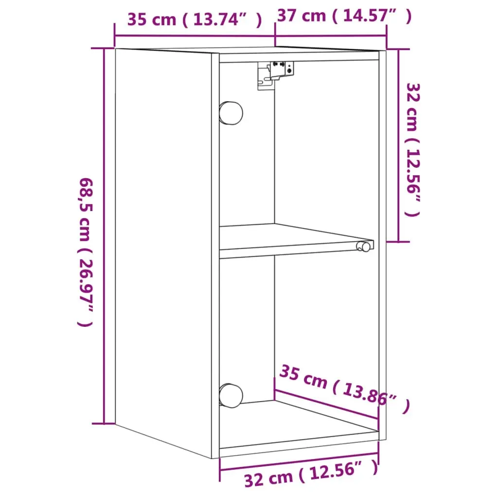 Wall Cabinet with Glass Doors White 35x37x68.5 cm 836476