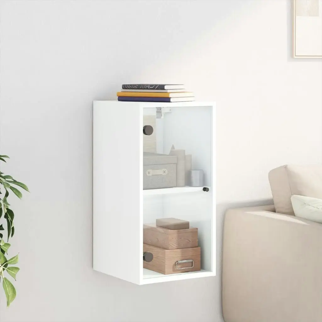 Wall Cabinet with Glass Doors White 35x37x68.5 cm 836476