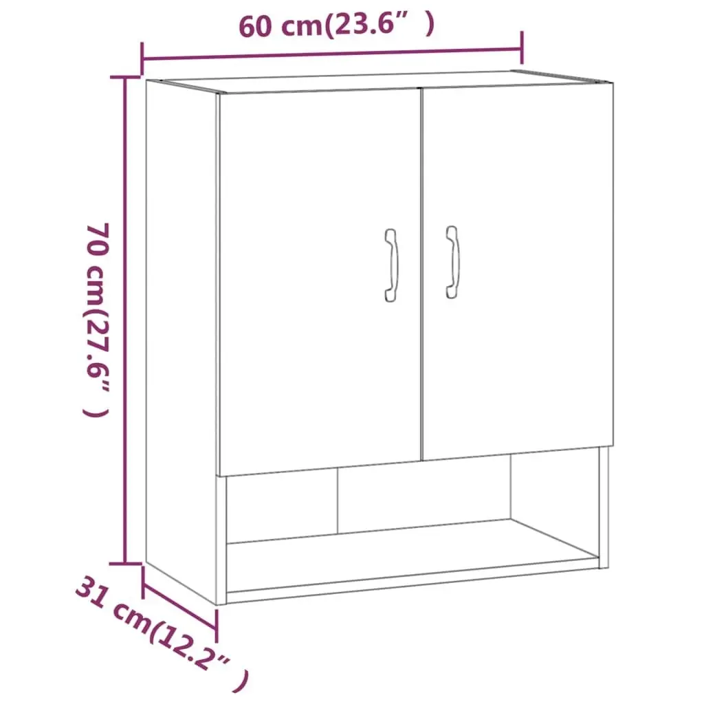 Wall Cabinet High Gloss White 60x31x70 cm Engineered Wood 812885