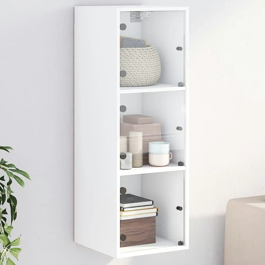 Wall Cabinet with Glass Doors White 35x37x100 cm 836483