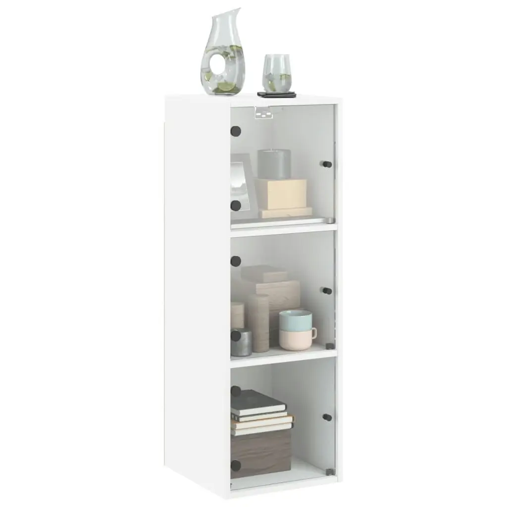 Wall Cabinet with Glass Doors White 35x37x100 cm 836483