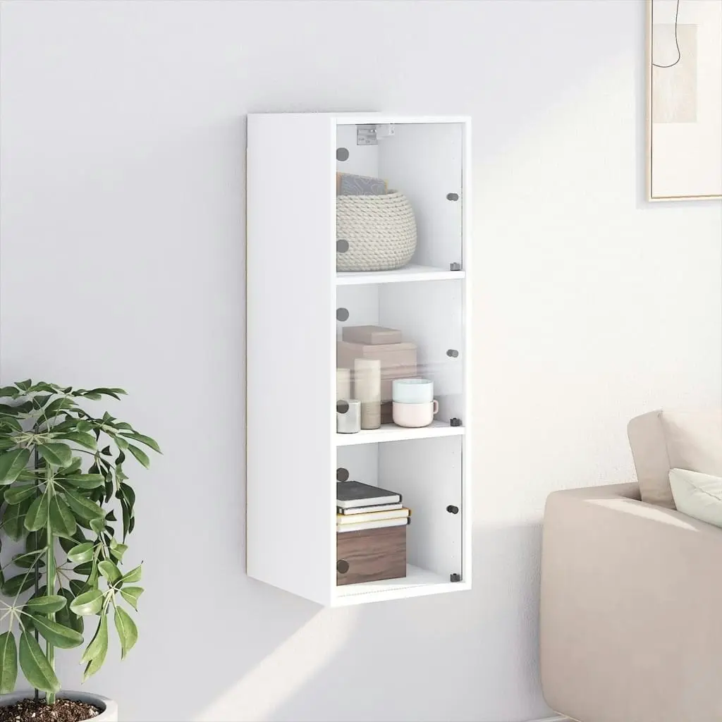 Wall Cabinet with Glass Doors White 35x37x100 cm 836483