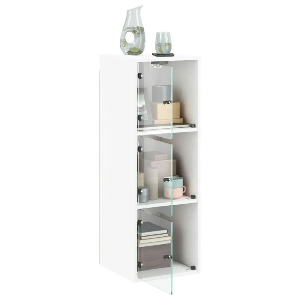 Wall Cabinet with Glass Doors White 35x37x100 cm 836483