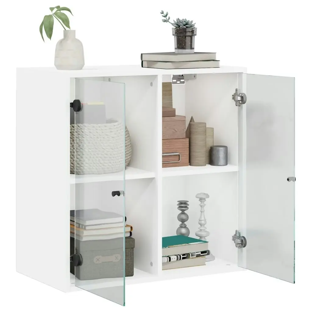 Wall Cabinet with Glass Doors White 68x37x68.5 cm 836490