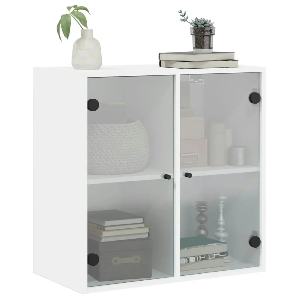 Wall Cabinet with Glass Doors White 68x37x68.5 cm 836490