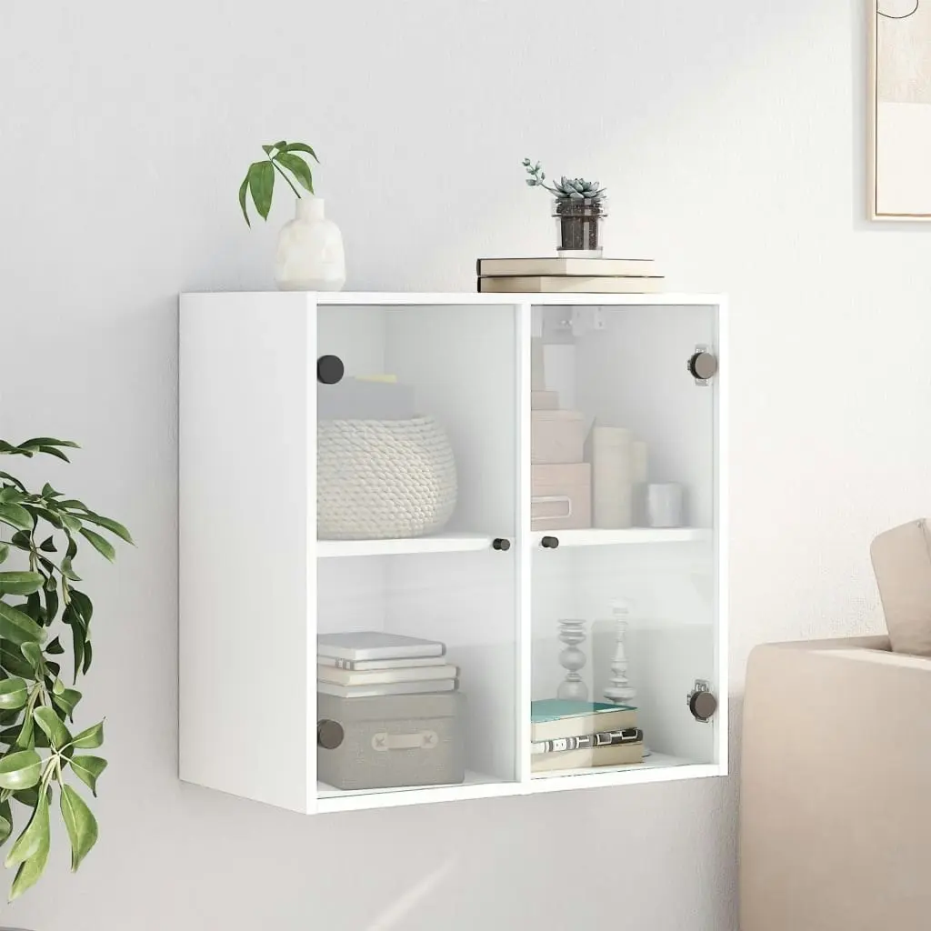 Wall Cabinet with Glass Doors White 68x37x68.5 cm 836490