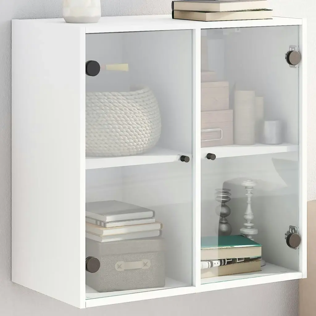 Wall Cabinet with Glass Doors White 68x37x68.5 cm 836490