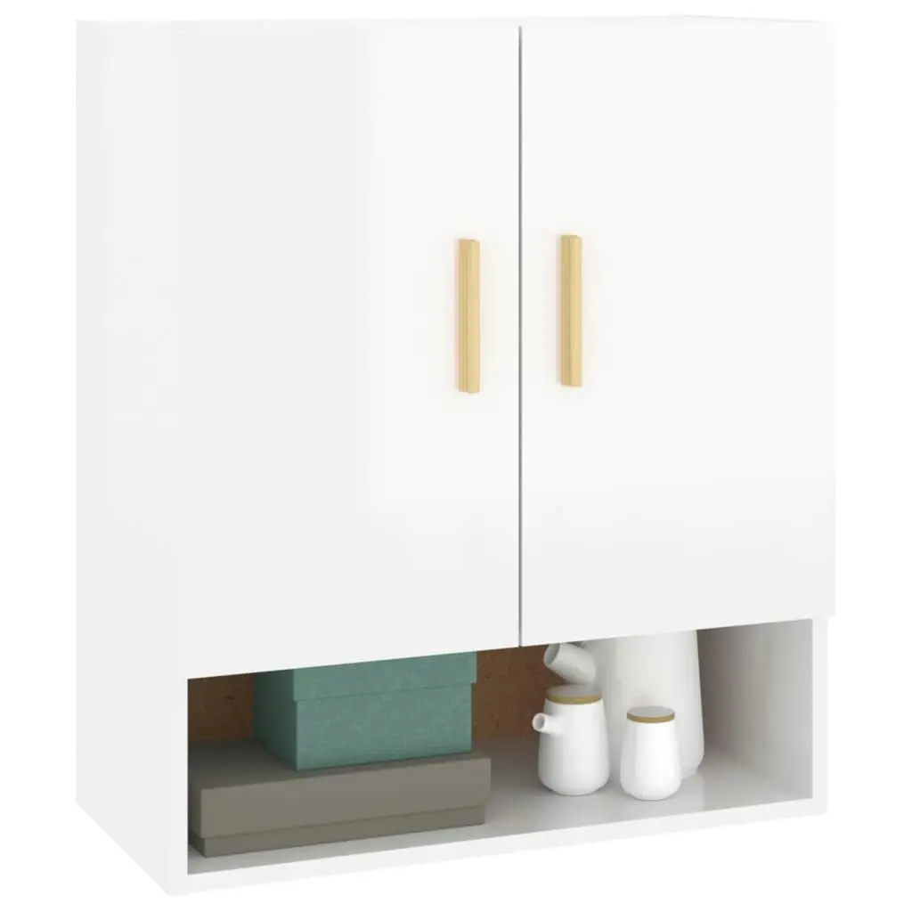 Wall Cabinet High Gloss White 60x31x70 cm Engineered Wood 812876