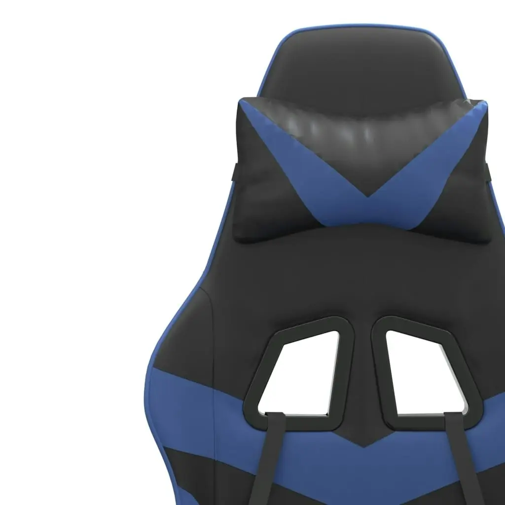 Swivel Gaming Chair with Footrest Black&Blue Faux Leather 349555