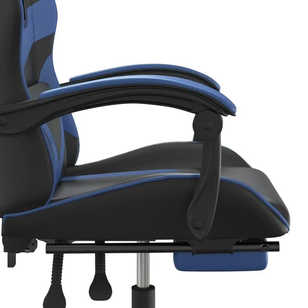 Swivel Gaming Chair with Footrest Black&Blue Faux Leather 349555