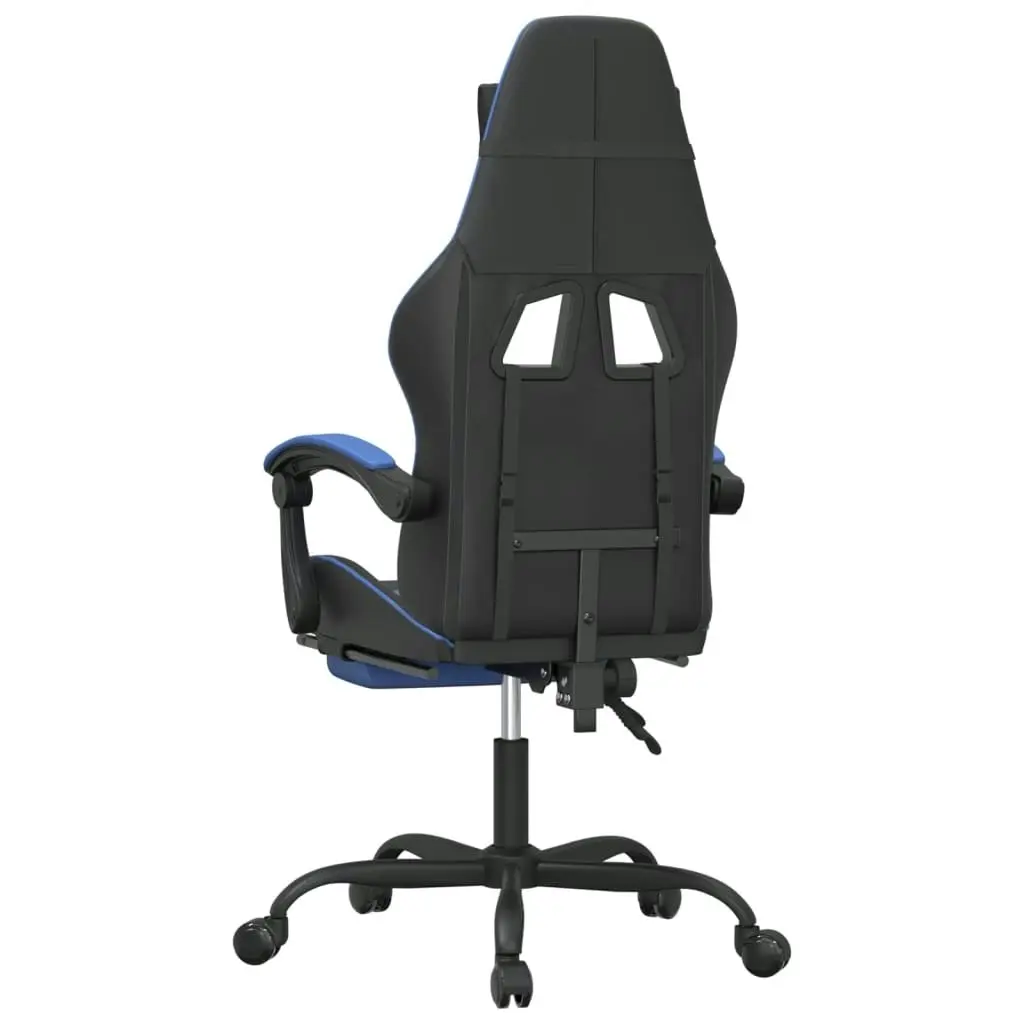 Swivel Gaming Chair with Footrest Black&Blue Faux Leather 349555