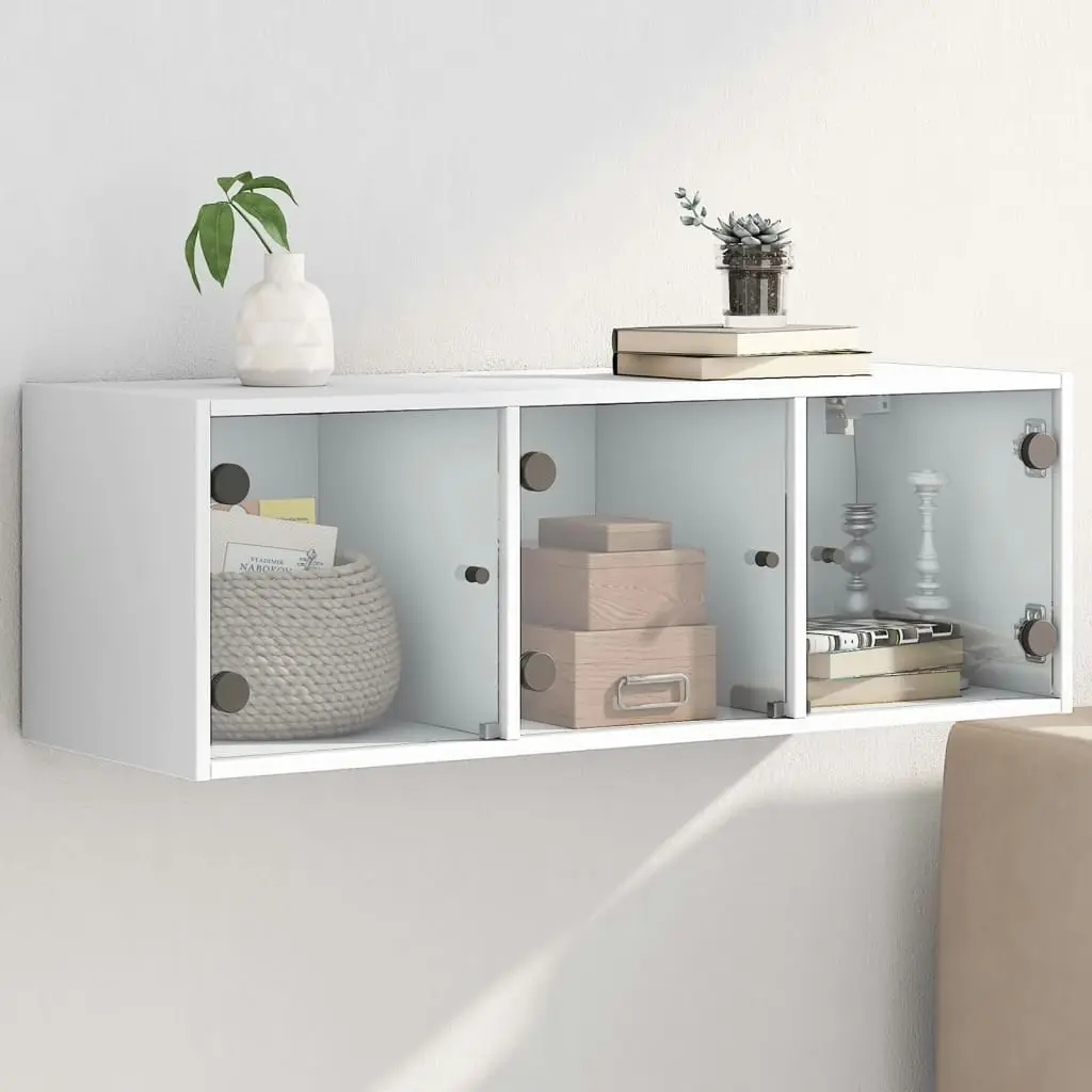 Wall Cabinet with Glass Doors White 102x37x35 cm 836511