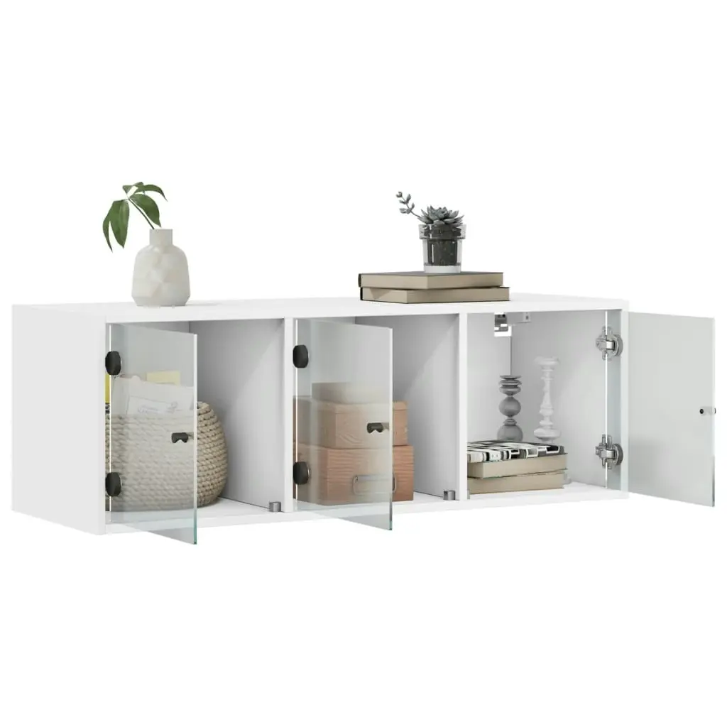 Wall Cabinet with Glass Doors White 102x37x35 cm 836511