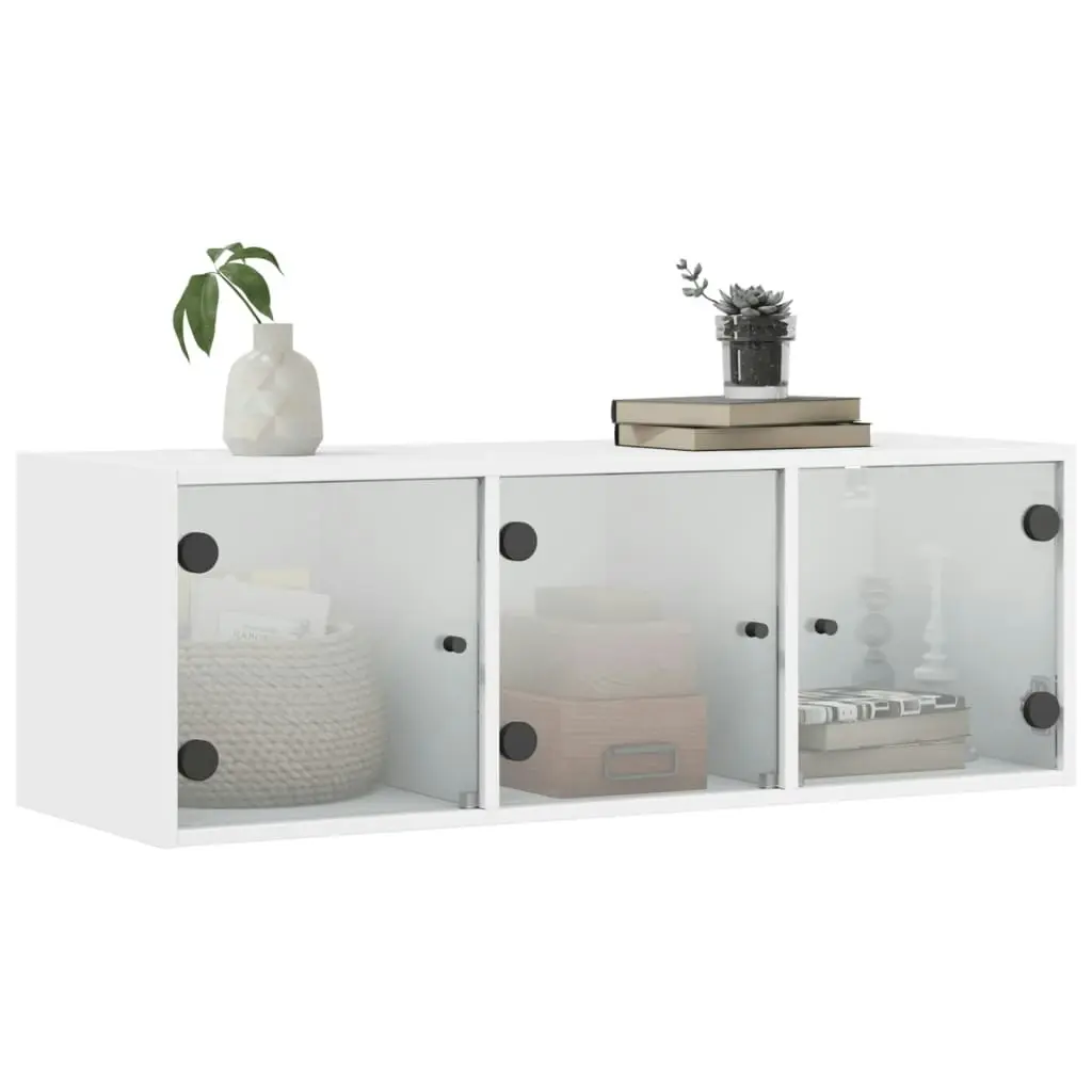 Wall Cabinet with Glass Doors White 102x37x35 cm 836511