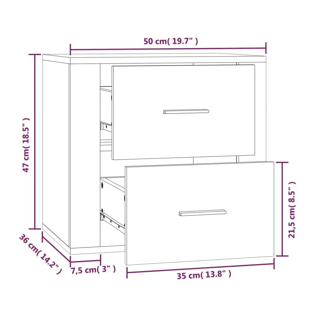 Wall-mounted Bedside Cabinet Brown Oak 50x36x47 cm 816863