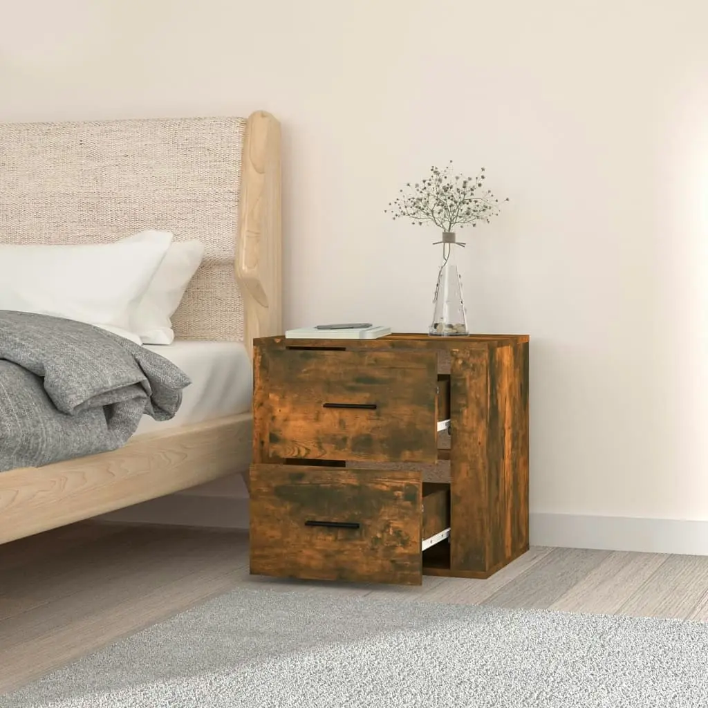 Wall-mounted Bedside Cabinet Smoked Oak 50x36x47 cm 816861