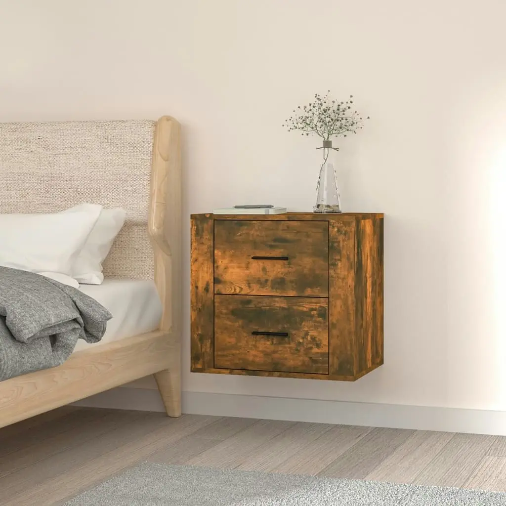 Wall-mounted Bedside Cabinet Smoked Oak 50x36x47 cm 816861