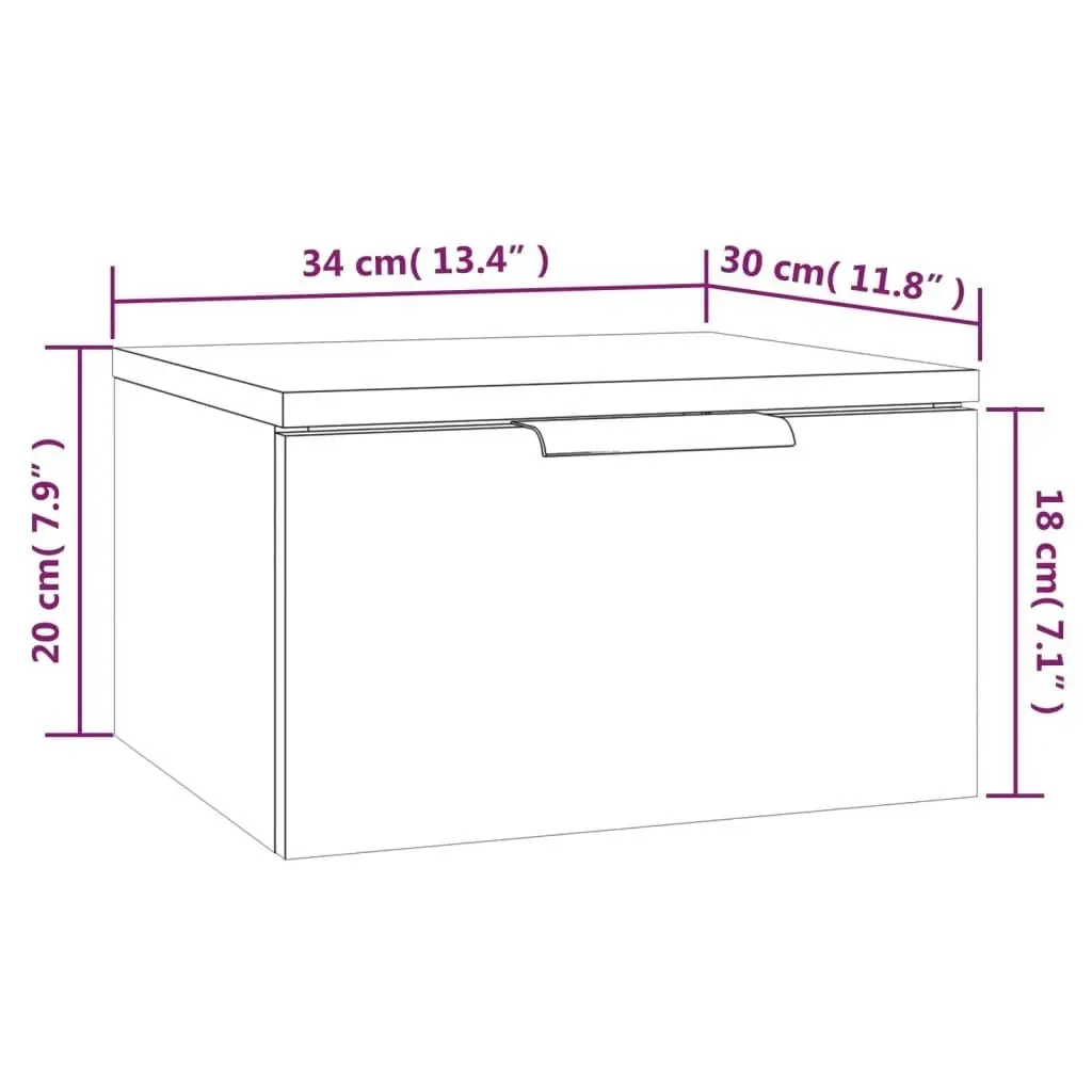 Wall-mounted Bedside Cabinets 2 pcs Grey Sonoma 34x30x20 cm 817090