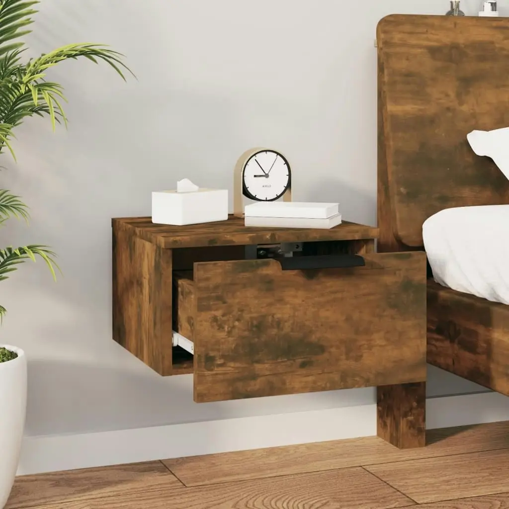 Wall-mounted Bedside Cabinets 2 pcs Smoked Oak 34x30x20 cm 817088