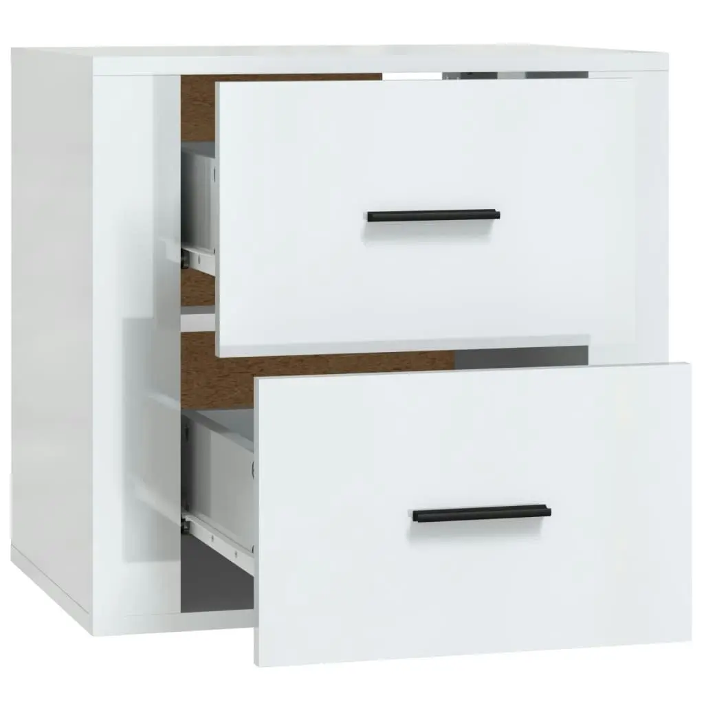 Wall-mounted Bedside Cabinet High Gloss White 50x36x47 cm 816858