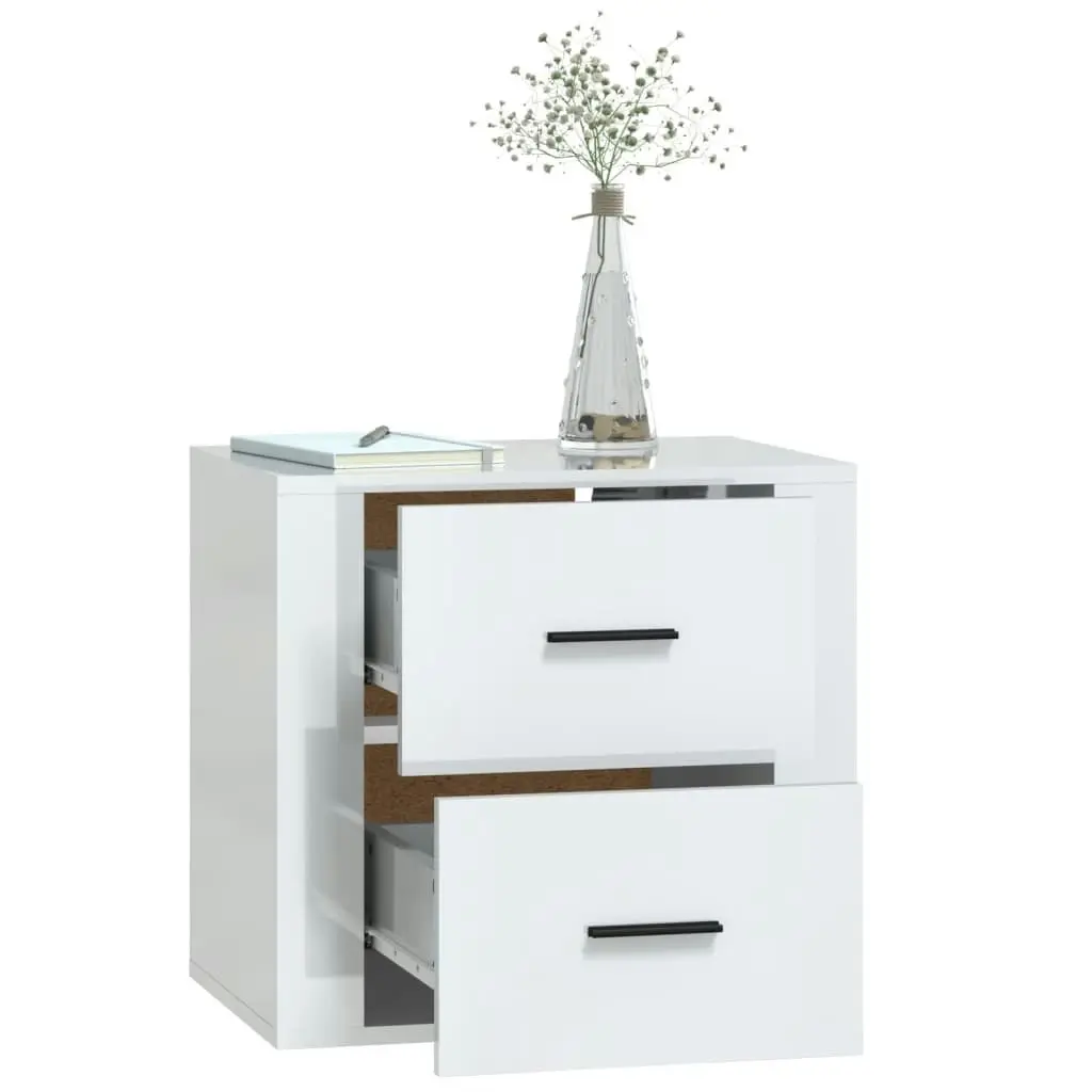 Wall-mounted Bedside Cabinet High Gloss White 50x36x47 cm 816858