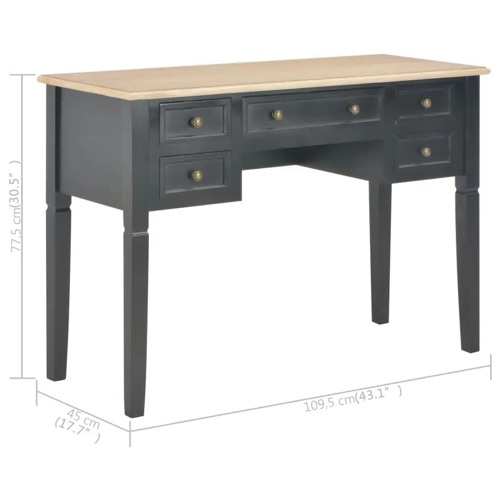 Writing Desk Black 109.5x45x77.5 cm Wood 280071