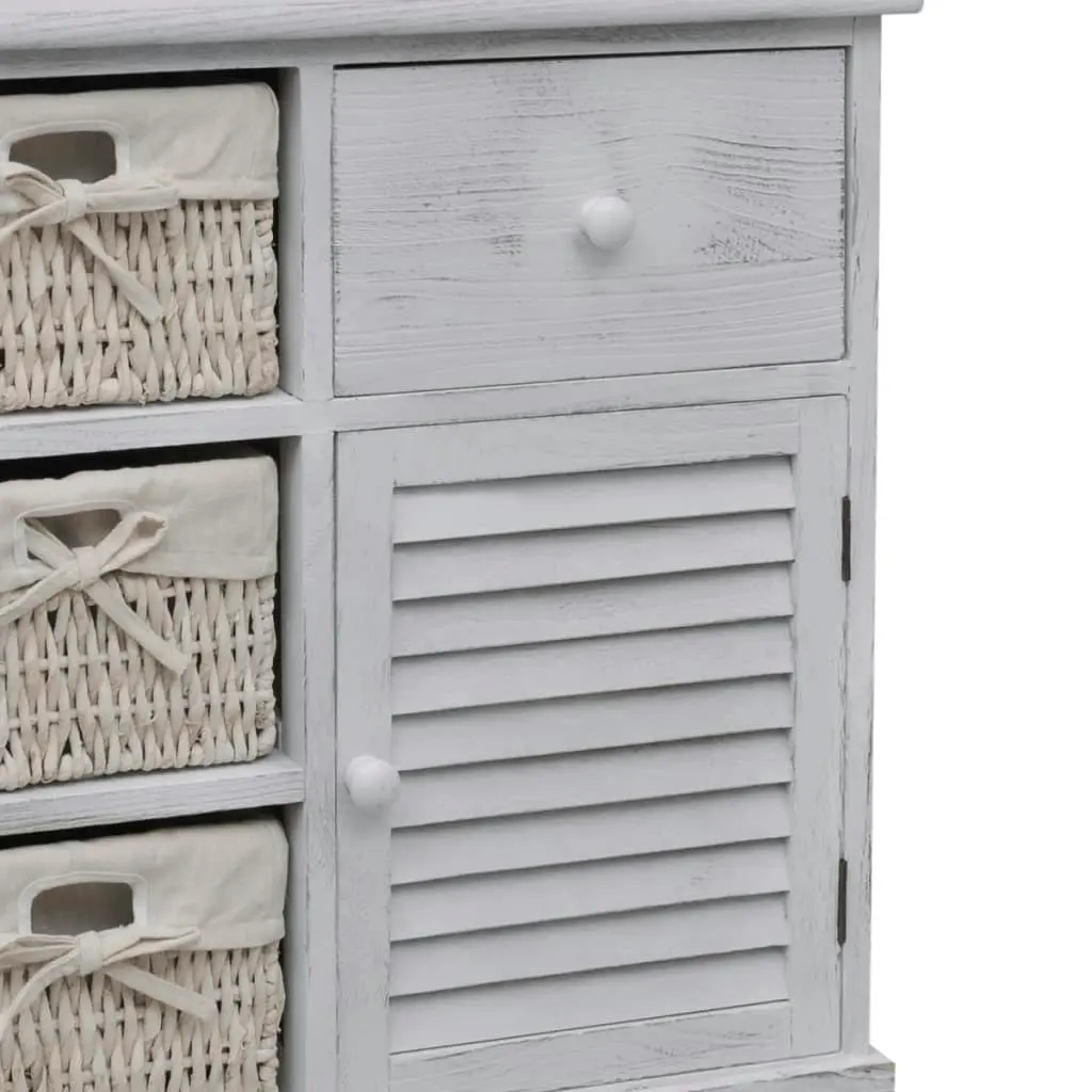 Wooden Cabinet 3 Left Weaving Baskets White 240794