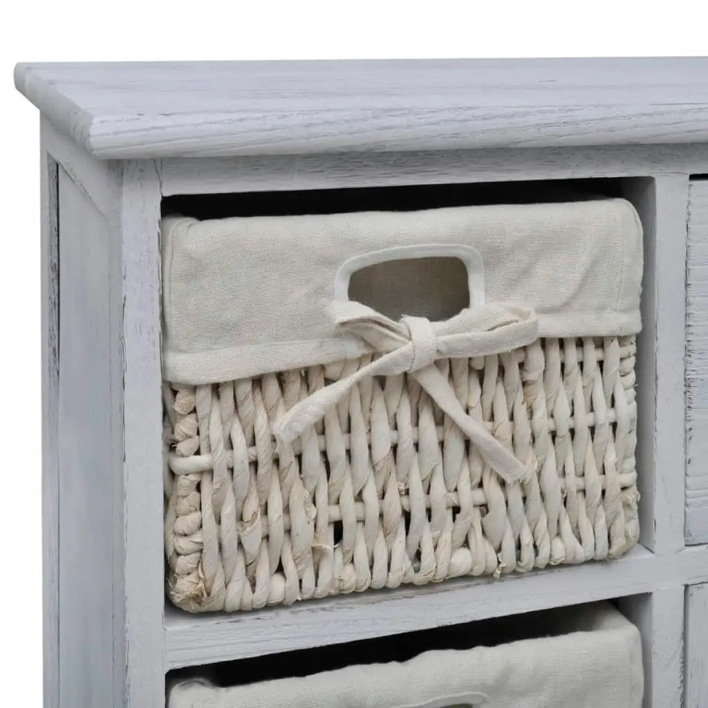 Wooden Cabinet 3 Left Weaving Baskets White 240794