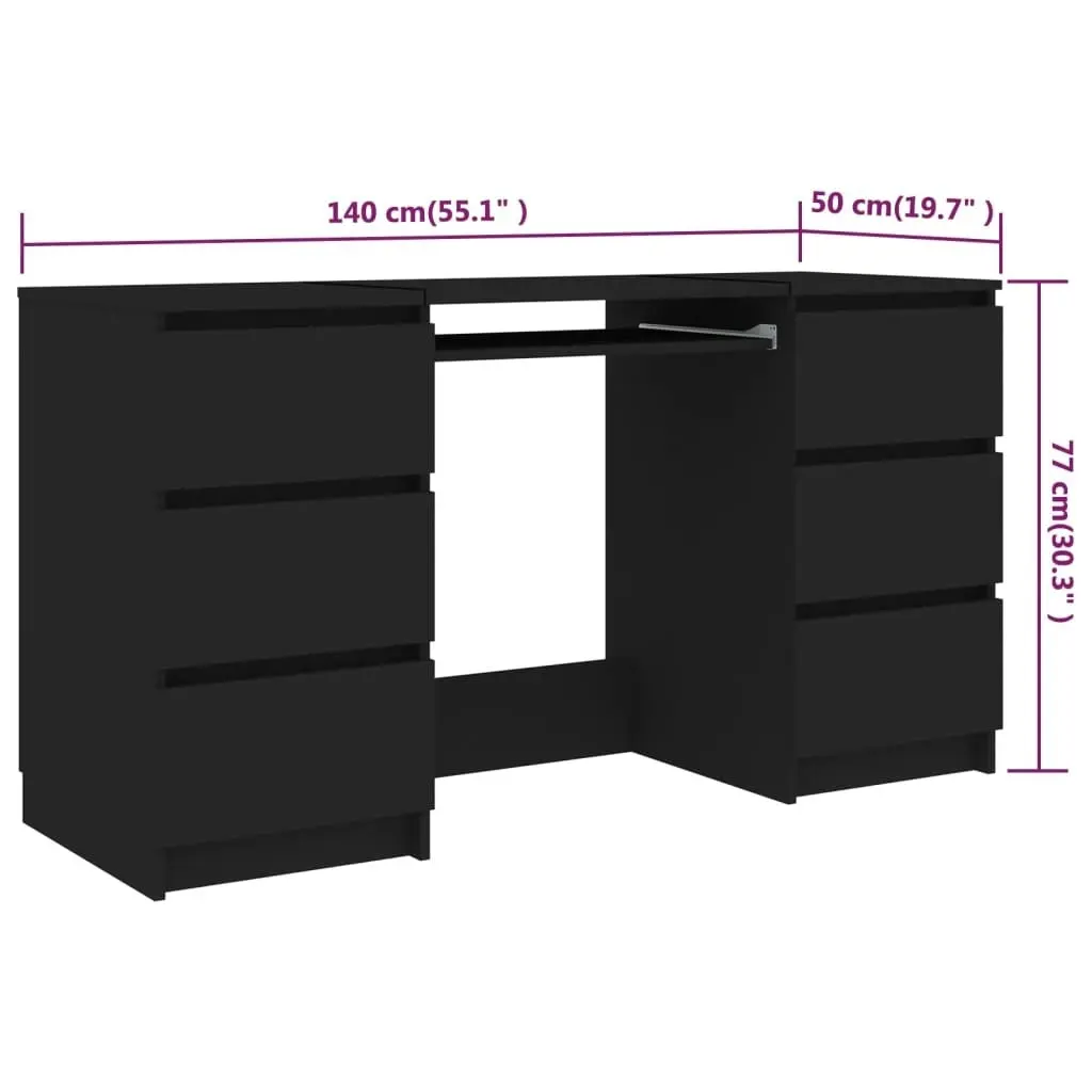 Writing Desk Black 140x50x77 cm Engineered Wood 800811