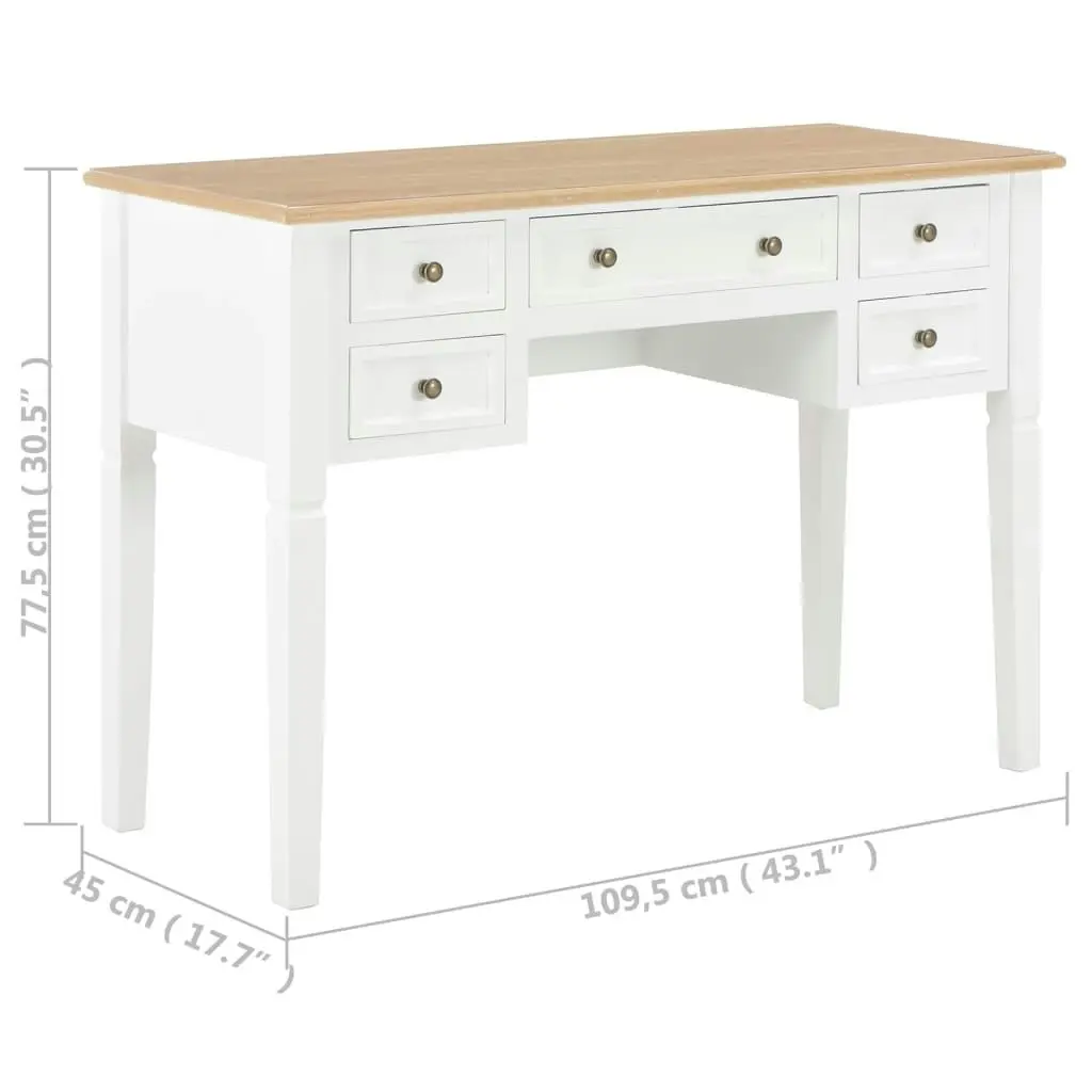 Writing Desk White 109.5x45x77.5 cm Wood 280069