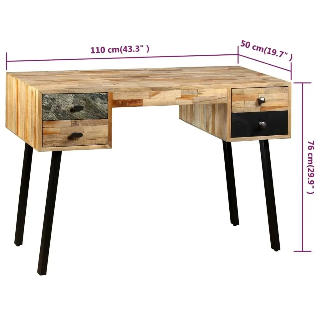 Writing Desk 110x50x76 cm Solid Reclaimed Teak 245402