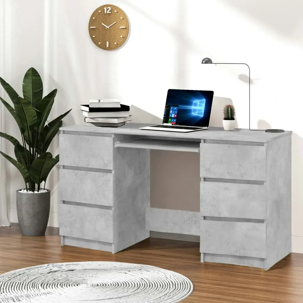 Writing Desk Concrete Grey 140x50x77 cm Engineered Wood 800814