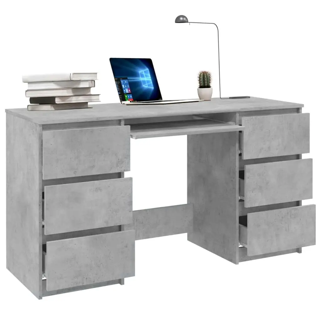 Writing Desk Concrete Grey 140x50x77 cm Engineered Wood 800814