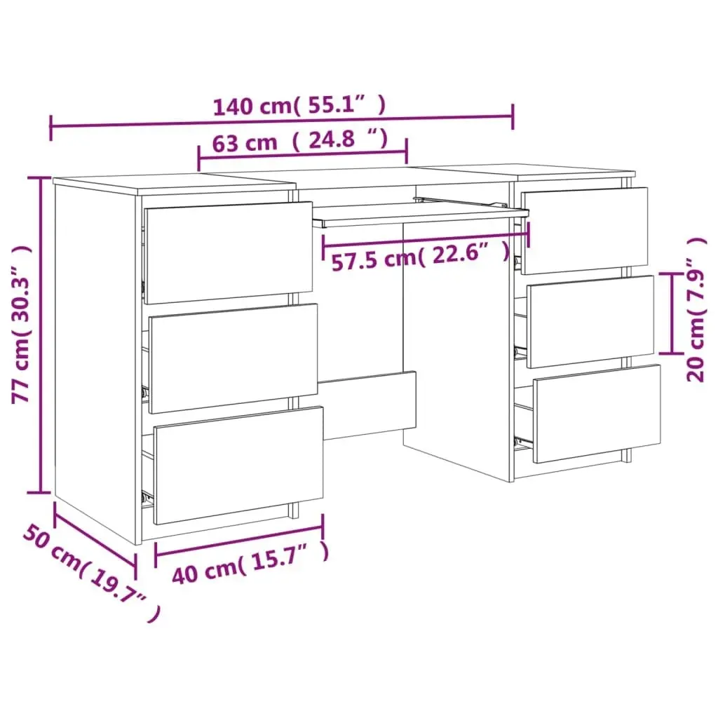 Writing Desk Concrete Grey 140x50x77 cm Engineered Wood 800814