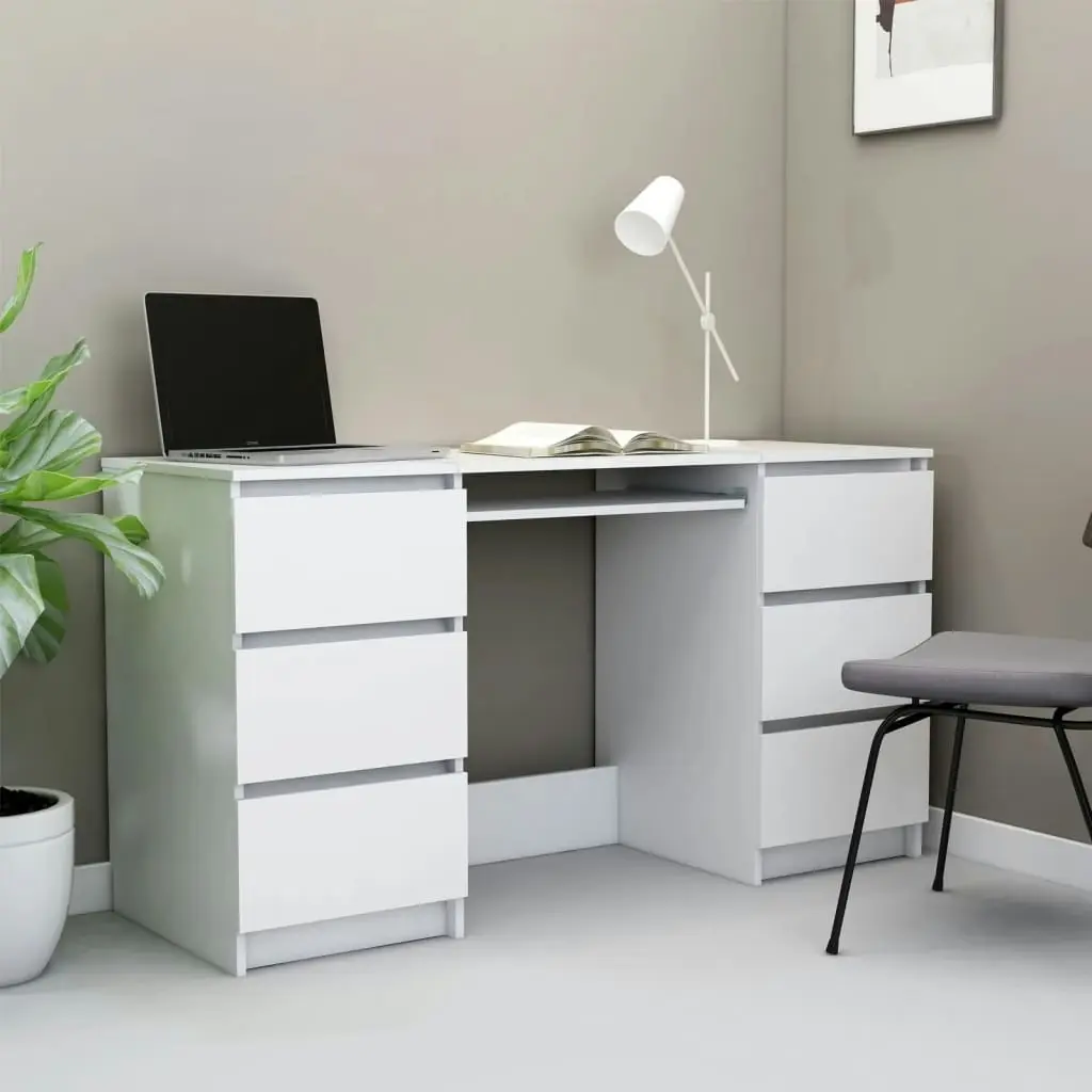 Writing Desk White 140x50x77 cm Engineered Wood 800810