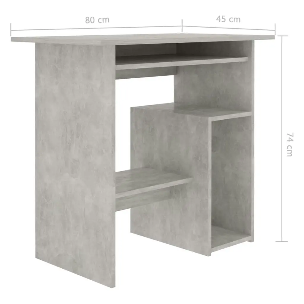 Desk Concrete Grey 80x45x74 cm Engineered Wood 801368