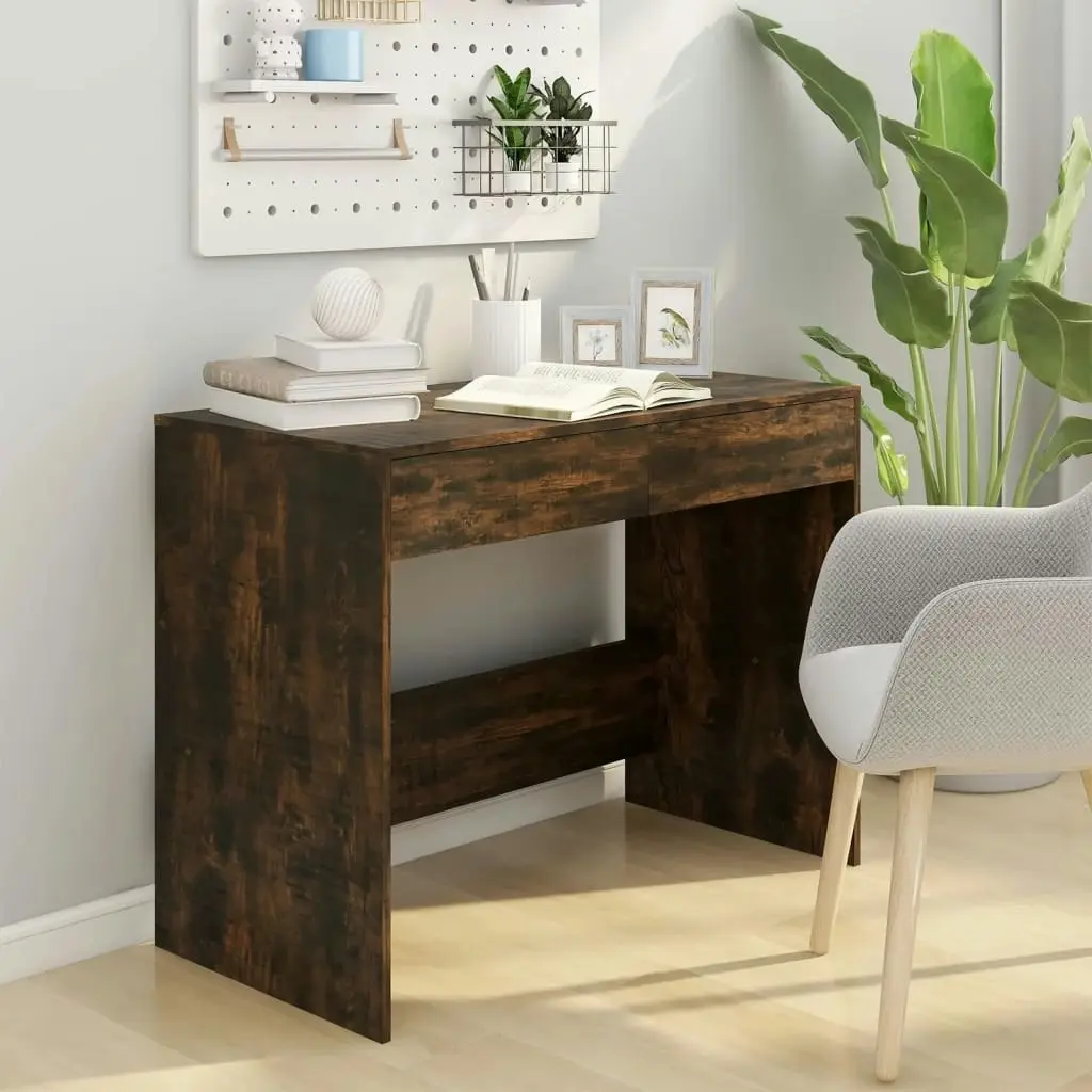 Desk Smoked Oak 101x50x76.5 cm Engineered Wood 812996