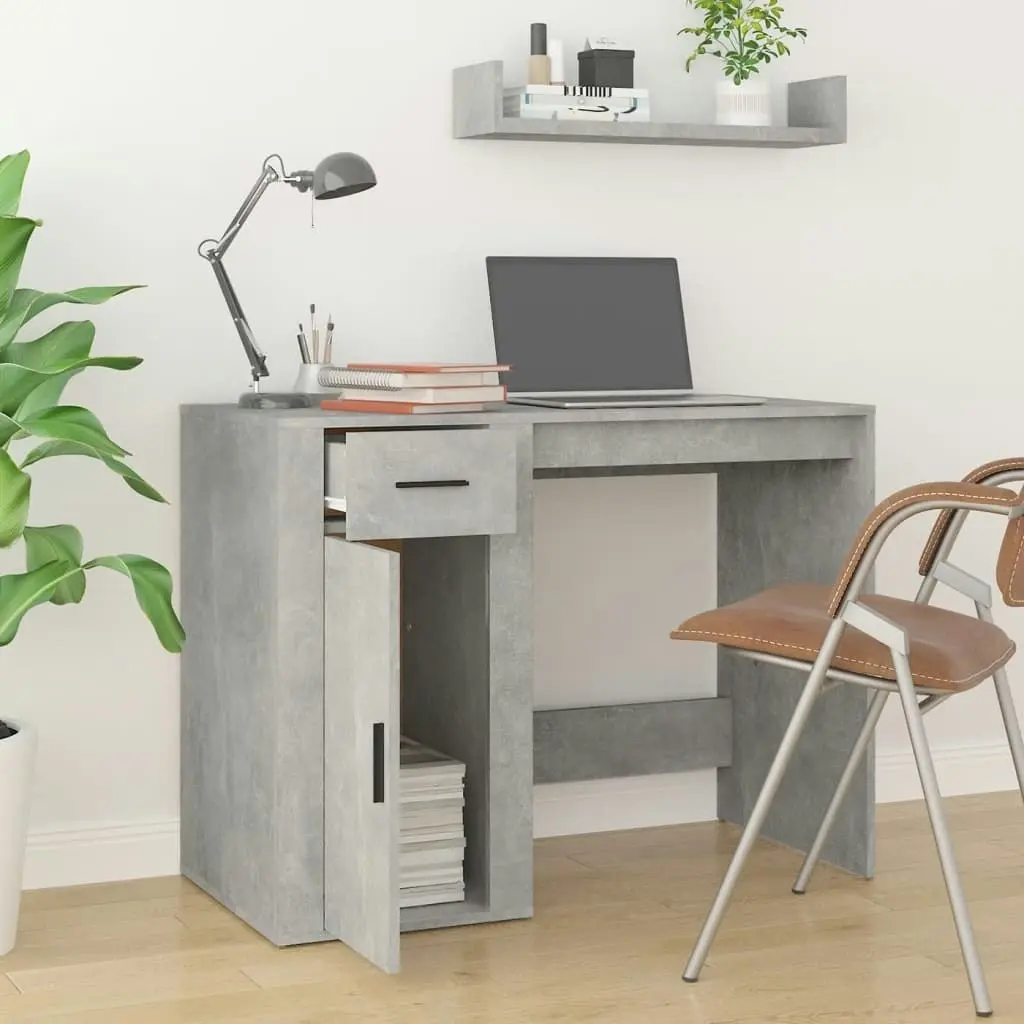 Desk Concrete Grey 100x49x75 cm Engineered Wood 816788