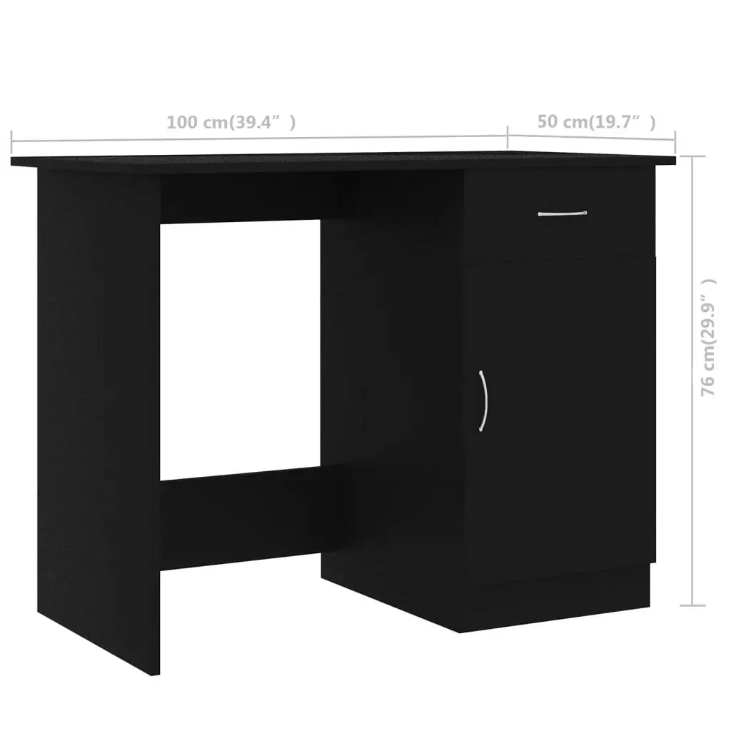 Desk Black 100x50x76 cm Engineered Wood 801081