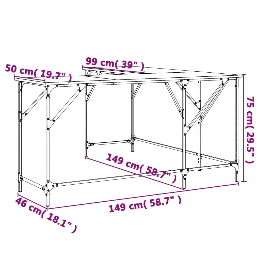 Desk Black 149x149x75 cm Engineered Wood 837582