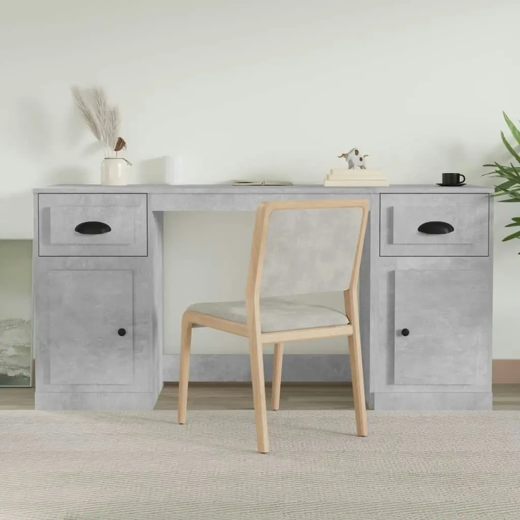 Desk with Cabinet Concrete Grey Engineered Wood 3185331